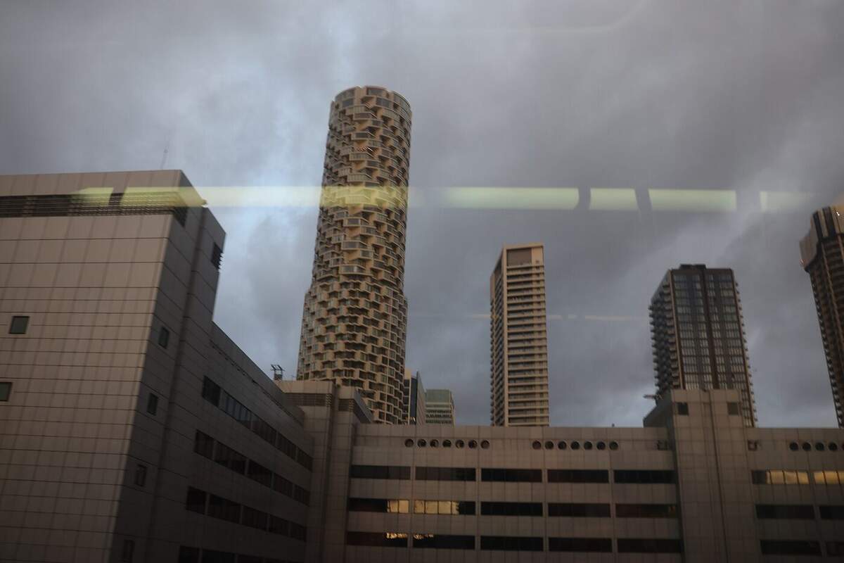 The view from the front of a Docklands Light Railway train.