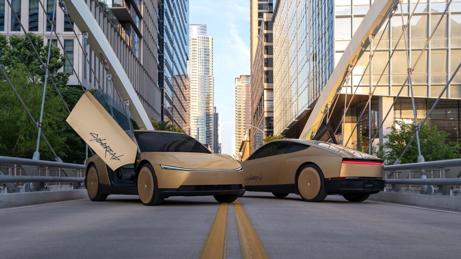 Tesla Cybercab on display.